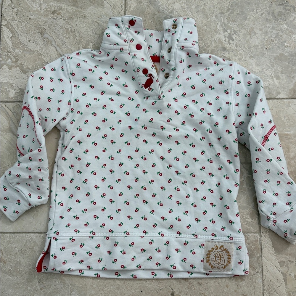 The Beaufort Bonnet Company White Floral Top with Red Trim
